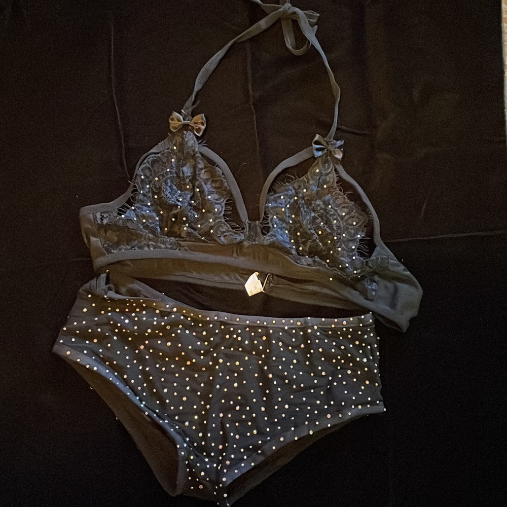 Rhinestone Bra and Shorts Rave Lingerie Set